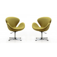 Manhattan Comfort 2-AC038-GR Raspberry Green and Polished Chrome Wool Blend Adjustable Swivel Chair (Set of 2)